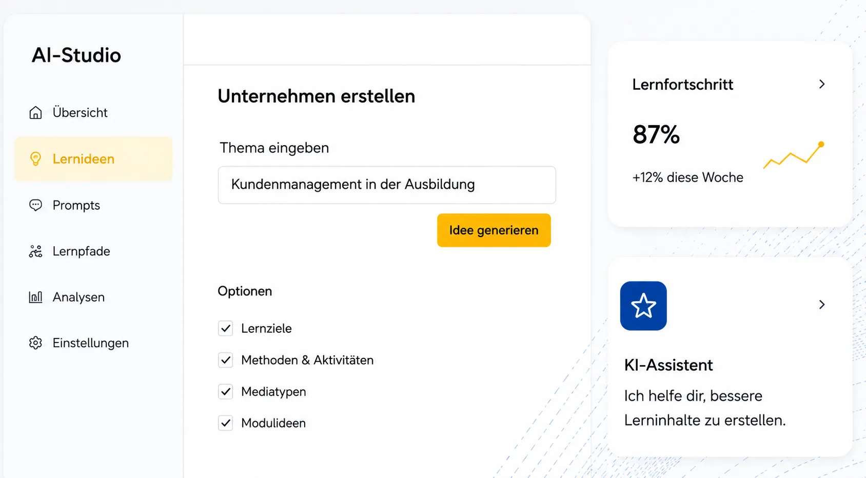 AI Studio Dashboard Mockup