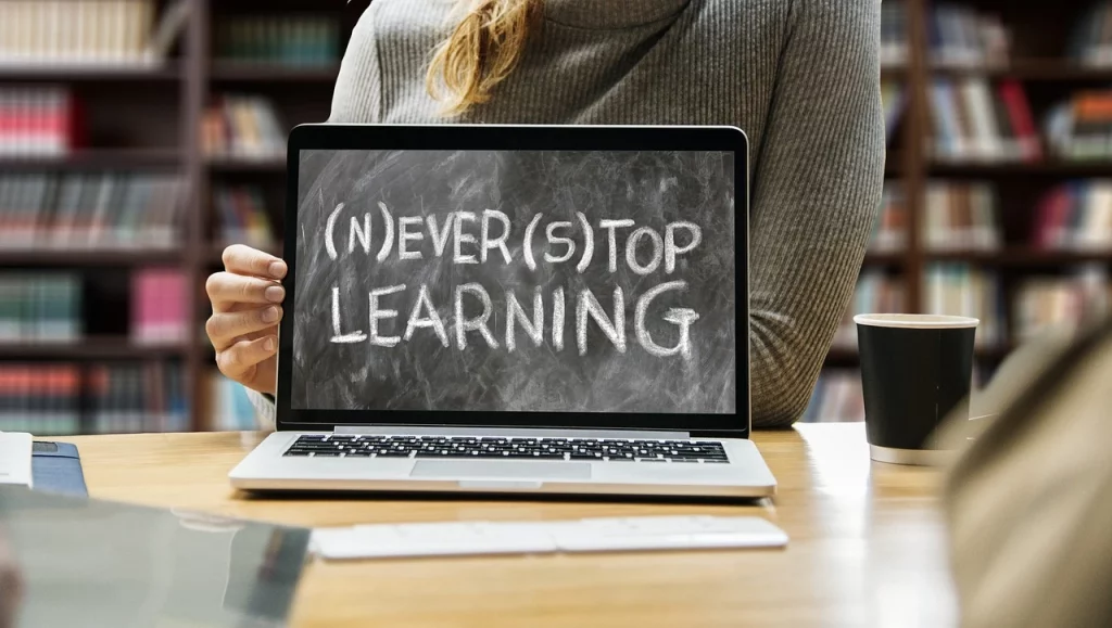 Display mit Never stop learning